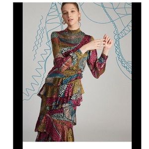 Saloni Isa Ruffle Dress In Multi Wavy Dotty 6